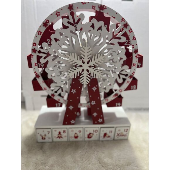 Red & White Snowflake Ferris Wheel Advent Calendar - Picture 2 of 4